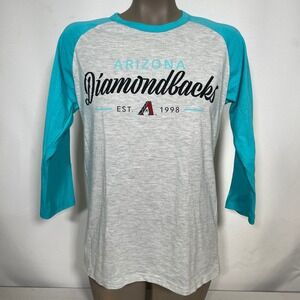 Arizona Diamondbacks MLB Gray Teal 3/4 Sleeve Raglan T-Shirt Women's MEDIUM